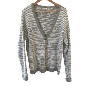 Gap Womens Fair Isle Cardigan Sweater Size Large V Neck Christmas Holiday Hygge
